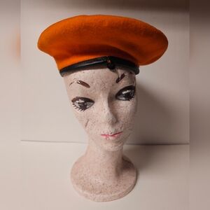 Bancroft Military Caps 100% Wool RARE Orange Beret S. 6 3/4 (Old Military Stock)
